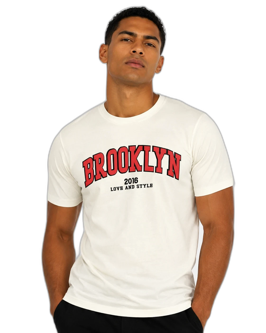 Modelo vestindo camiseta Brooklyn · look 10
