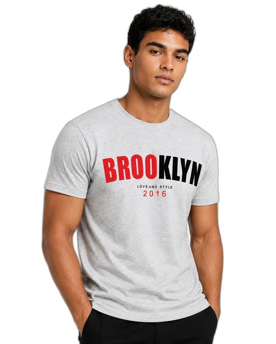 Modelo vestindo camiseta Brooklyn · look 5