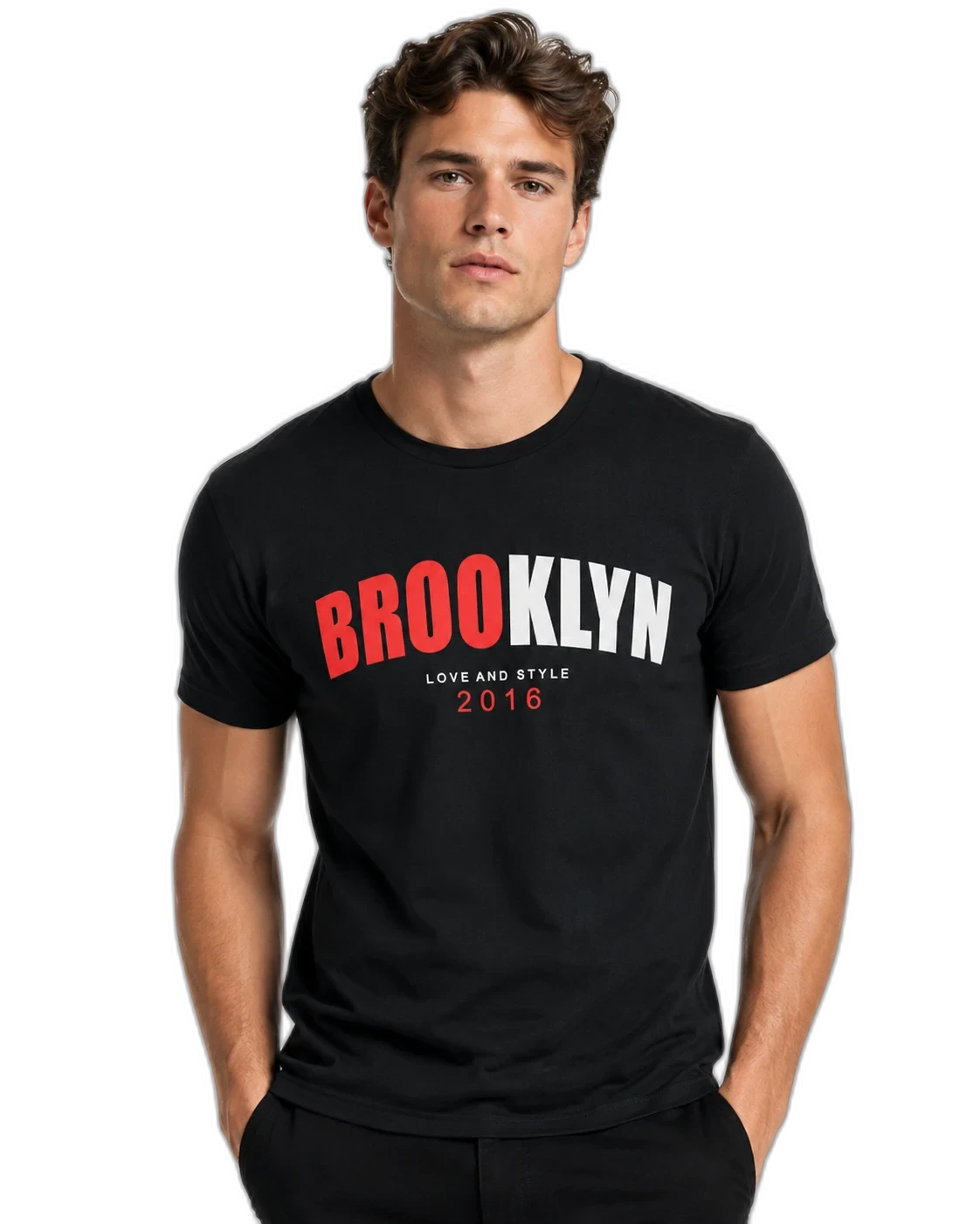 Modelo vestindo camiseta Brooklyn · look 9